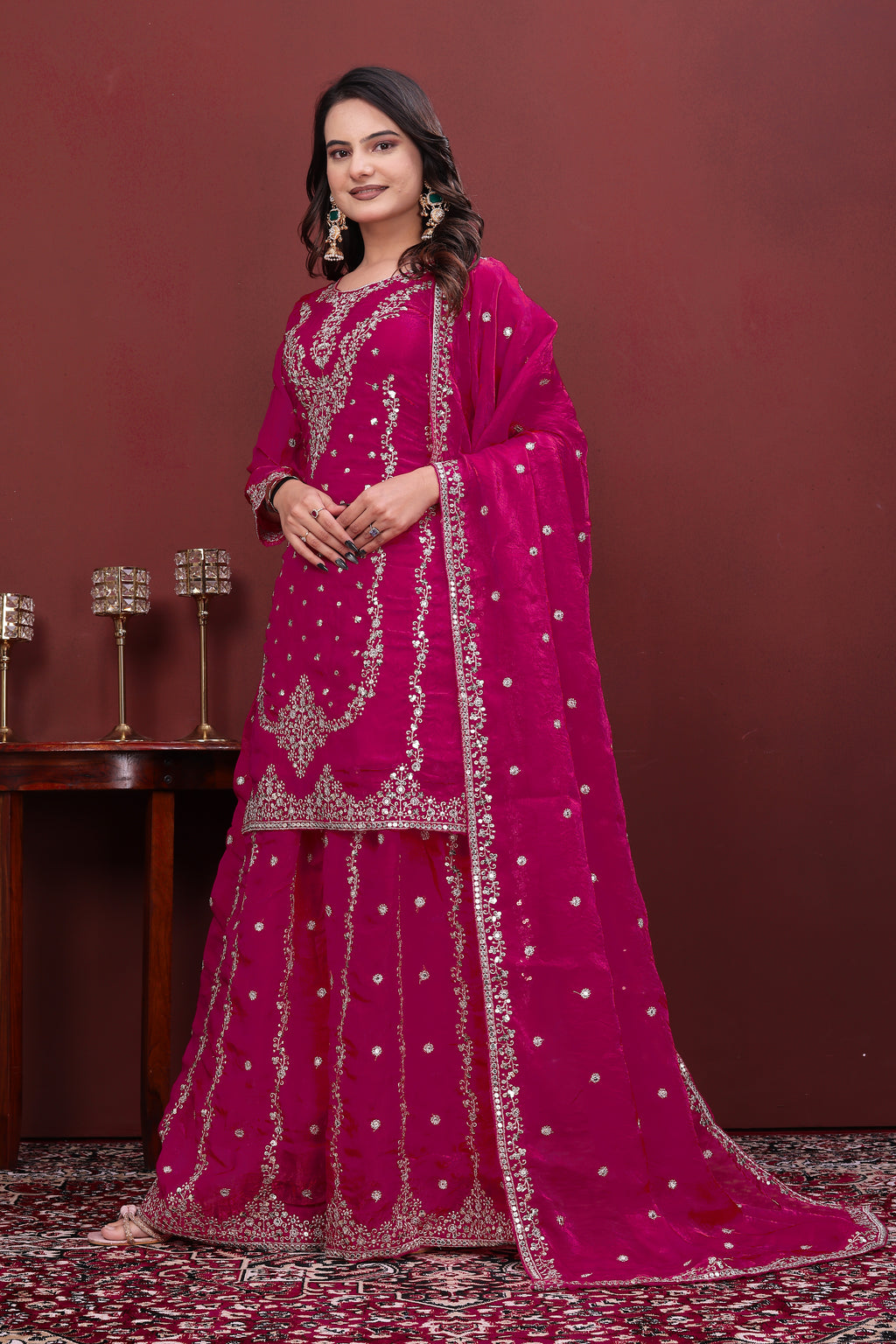 Designer Embroidered Fendy Sharara Suit with Dupatta | Traditional Occasions Outfit