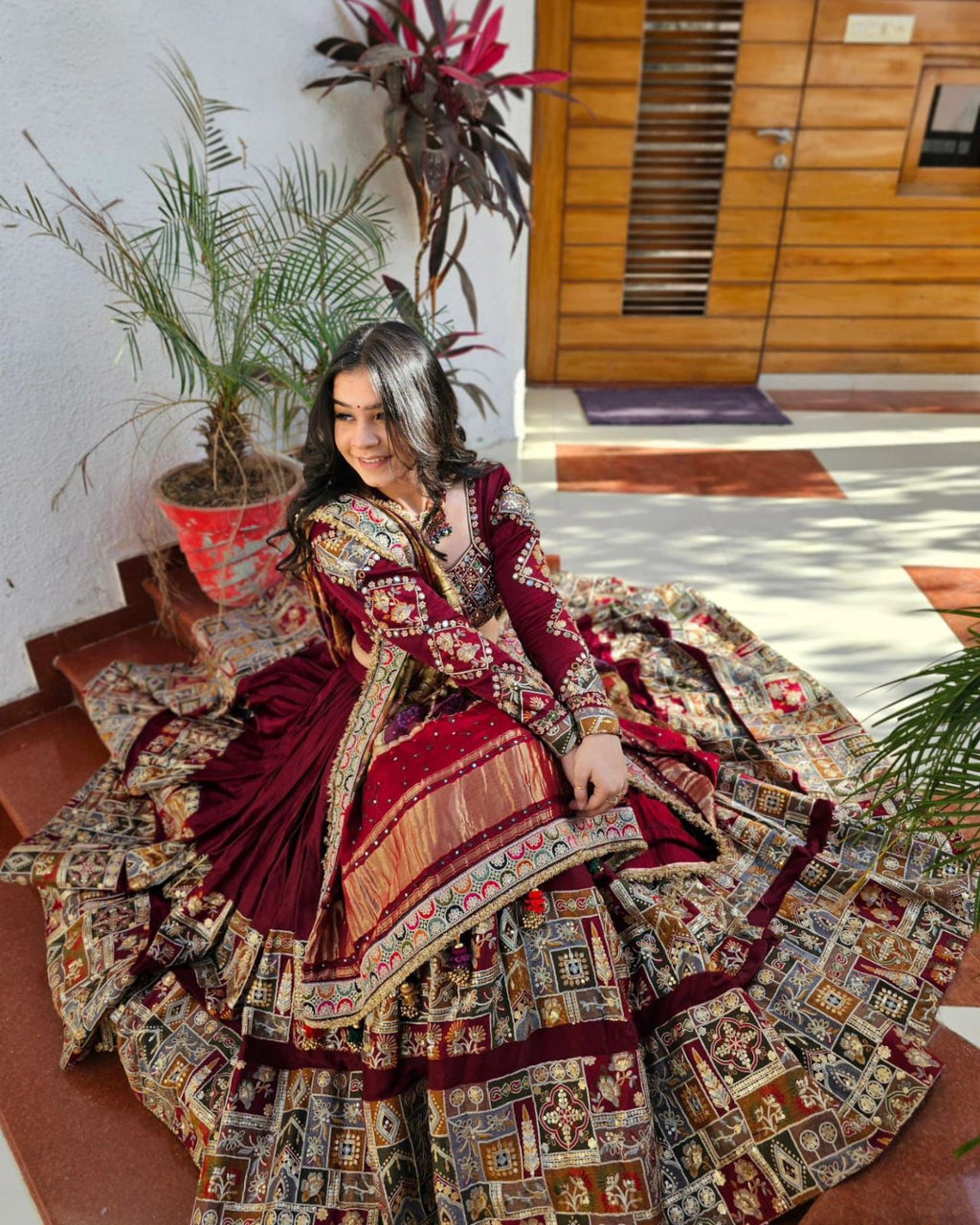 Premium Heavy Flair Muslin Cotton Lehenga Choli with Mirror Work