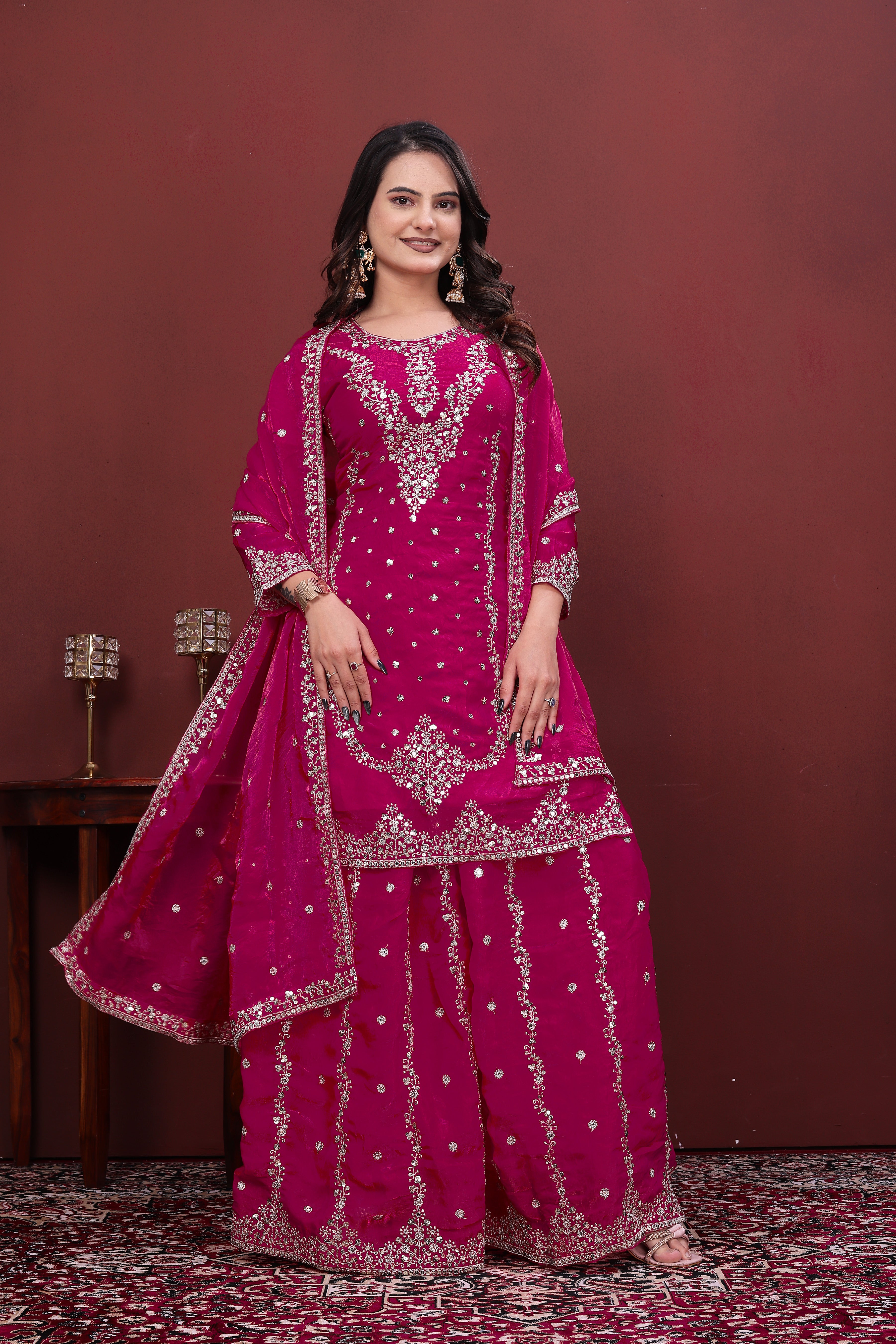Designer Embroidered Fendy Sharara Suit with Dupatta | Traditional Occasions Outfit