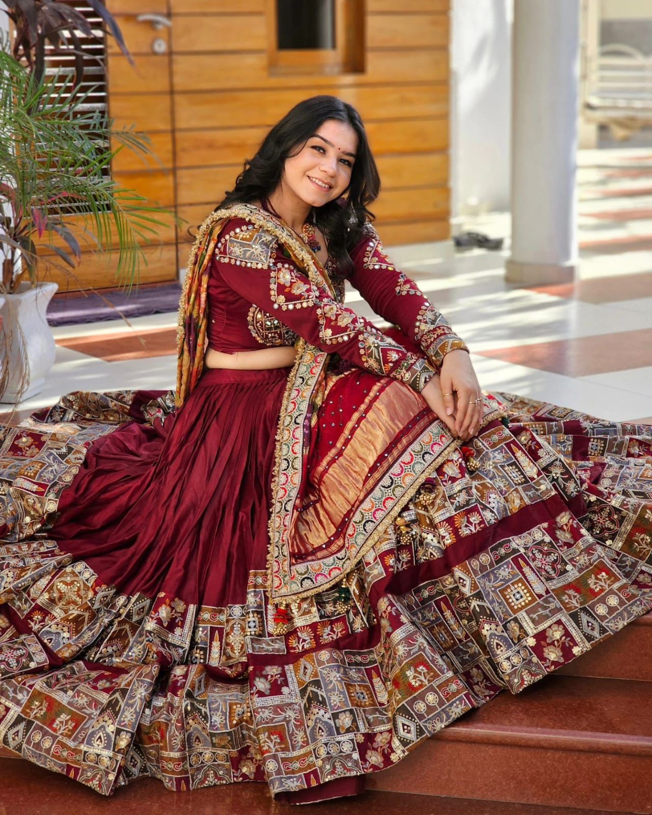 Premium Heavy Flair Muslin Cotton Lehenga Choli with Mirror Work