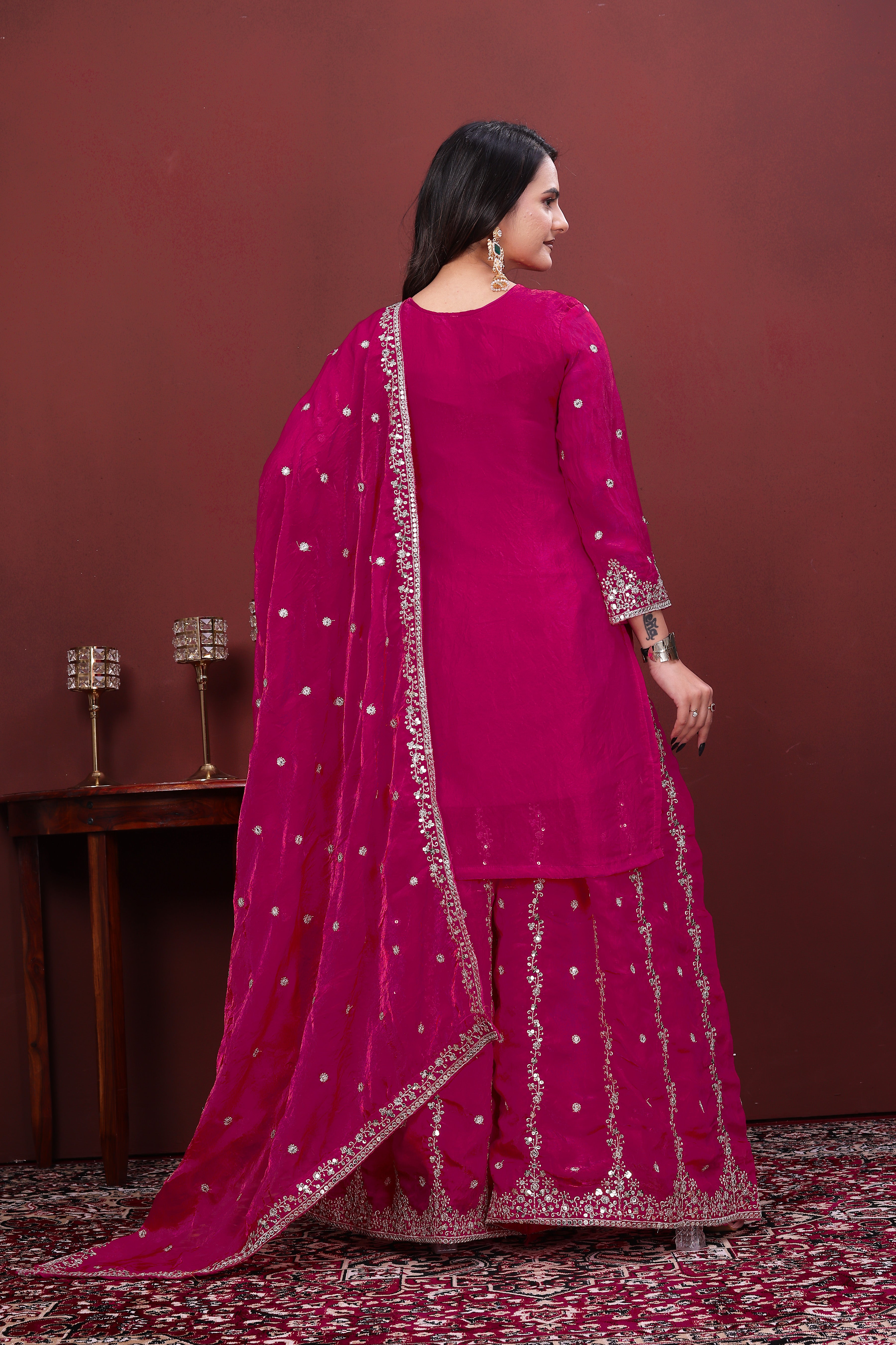 Designer Embroidered Fendy Sharara Suit with Dupatta | Traditional Occasions Outfit