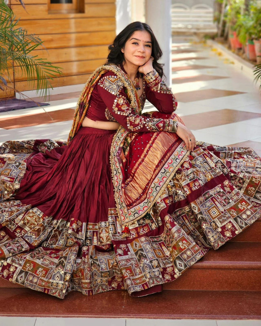 Premium Heavy Flair Muslin Cotton Lehenga Choli with Mirror Work