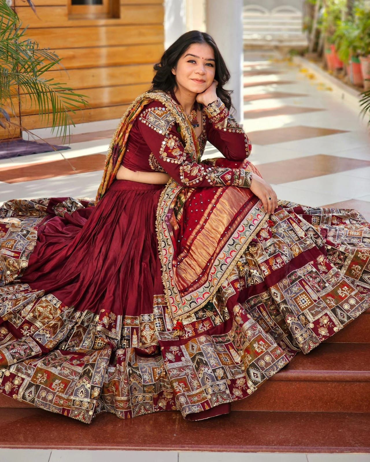 Premium Heavy Flair Muslin Cotton Lehenga Choli with Mirror Work