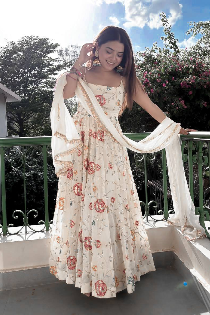 Premium Floral Anarkali Suit Set with Dupatta | Party Wear Outfit