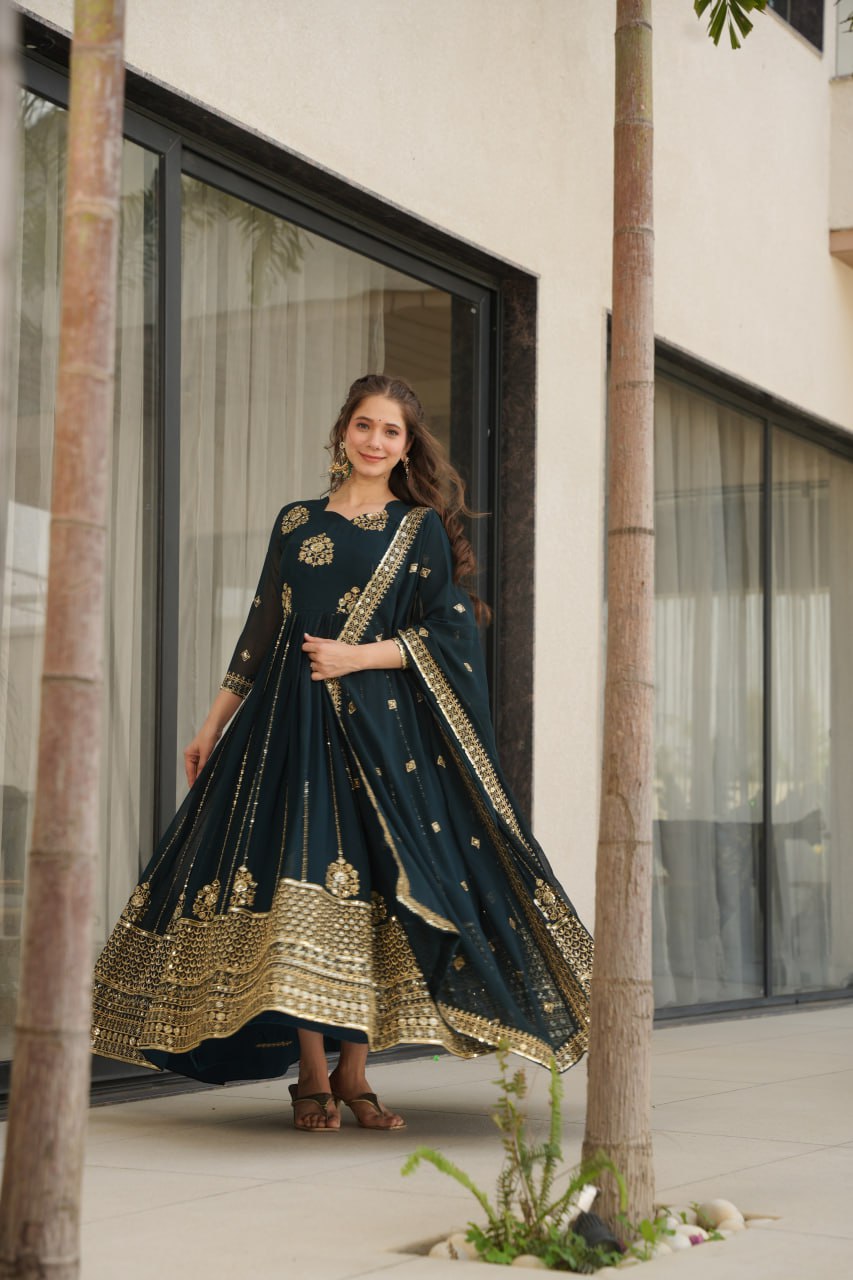 Premium Designer Gown with Dupatta for Women – Party Wear Anarkali Dress