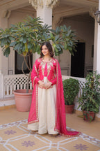 Premium Glass Roman & Cosmos Gown with Dupatta for Women – Festive Dress