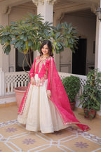 Premium Glass Roman & Cosmos Gown with Dupatta for Women – Festive Dress