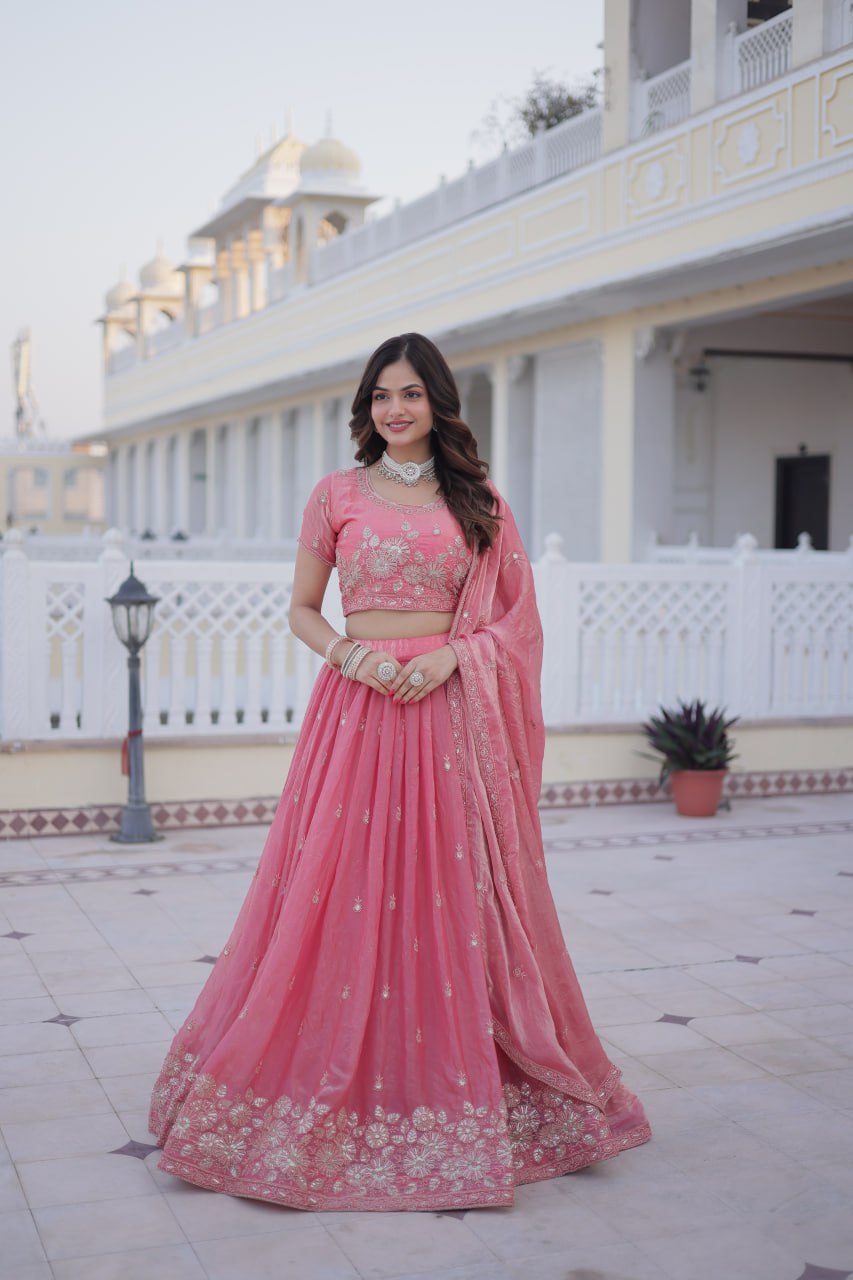 Premium Fendi Silk Lehenga Choli with Dupatta for Women – Wedding Wear Set