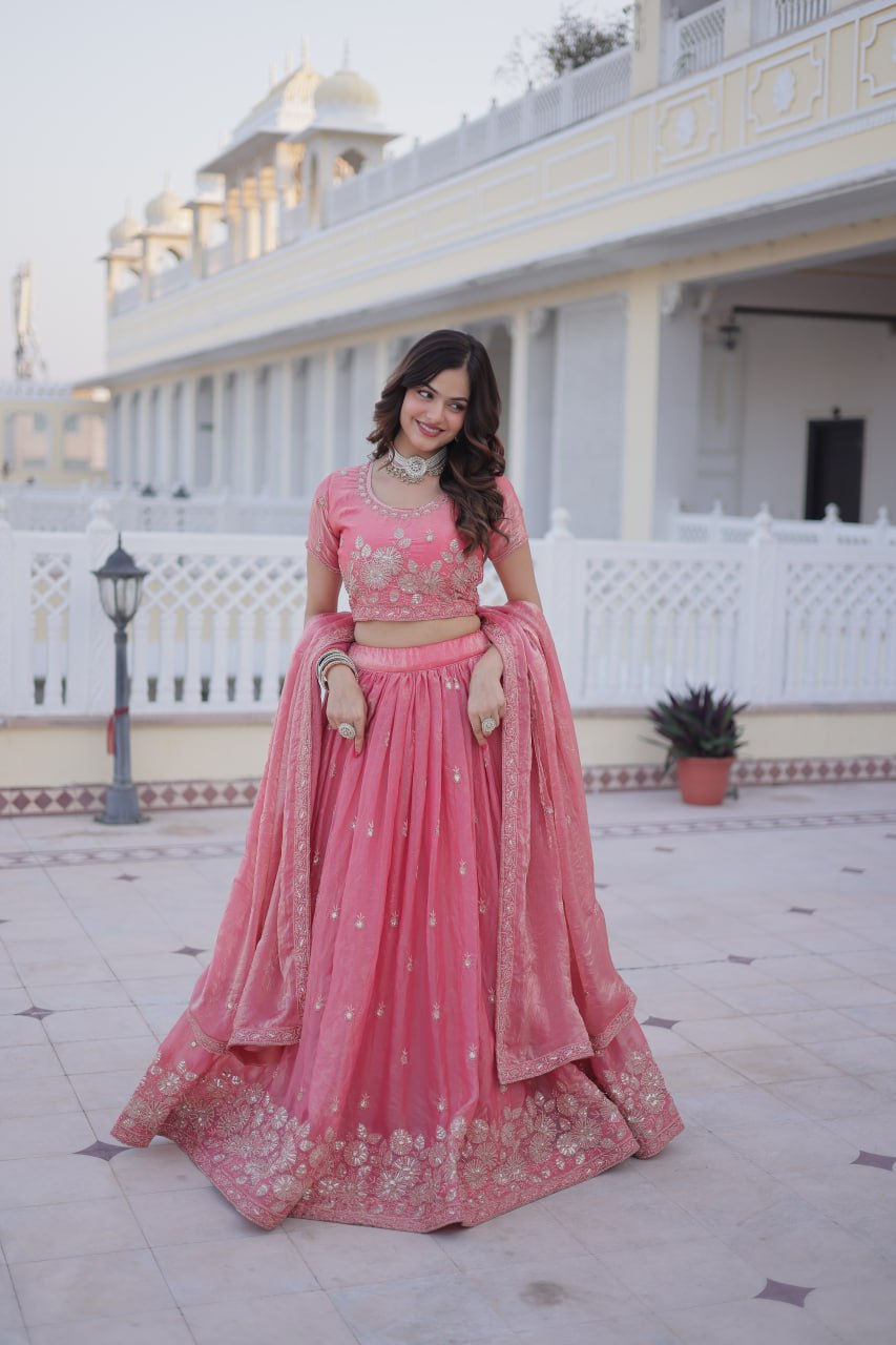 Premium Fendi Silk Lehenga Choli with Dupatta for Women – Wedding Wear Set