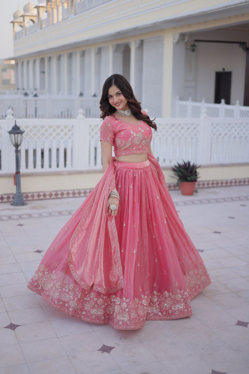 Premium Fendi Silk Lehenga Choli with Dupatta for Women – Wedding Wear Set