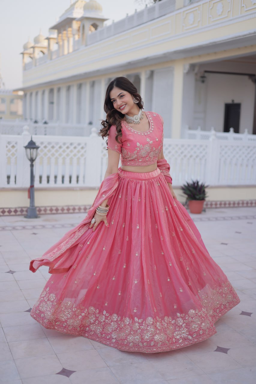 Premium Fendi Silk Lehenga Choli with Dupatta for Women – Wedding Wear Set