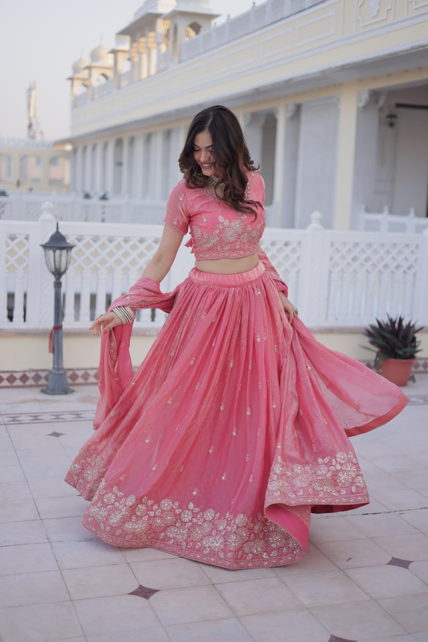 Premium Fendi Silk Lehenga Choli with Dupatta for Women – Wedding Wear Set