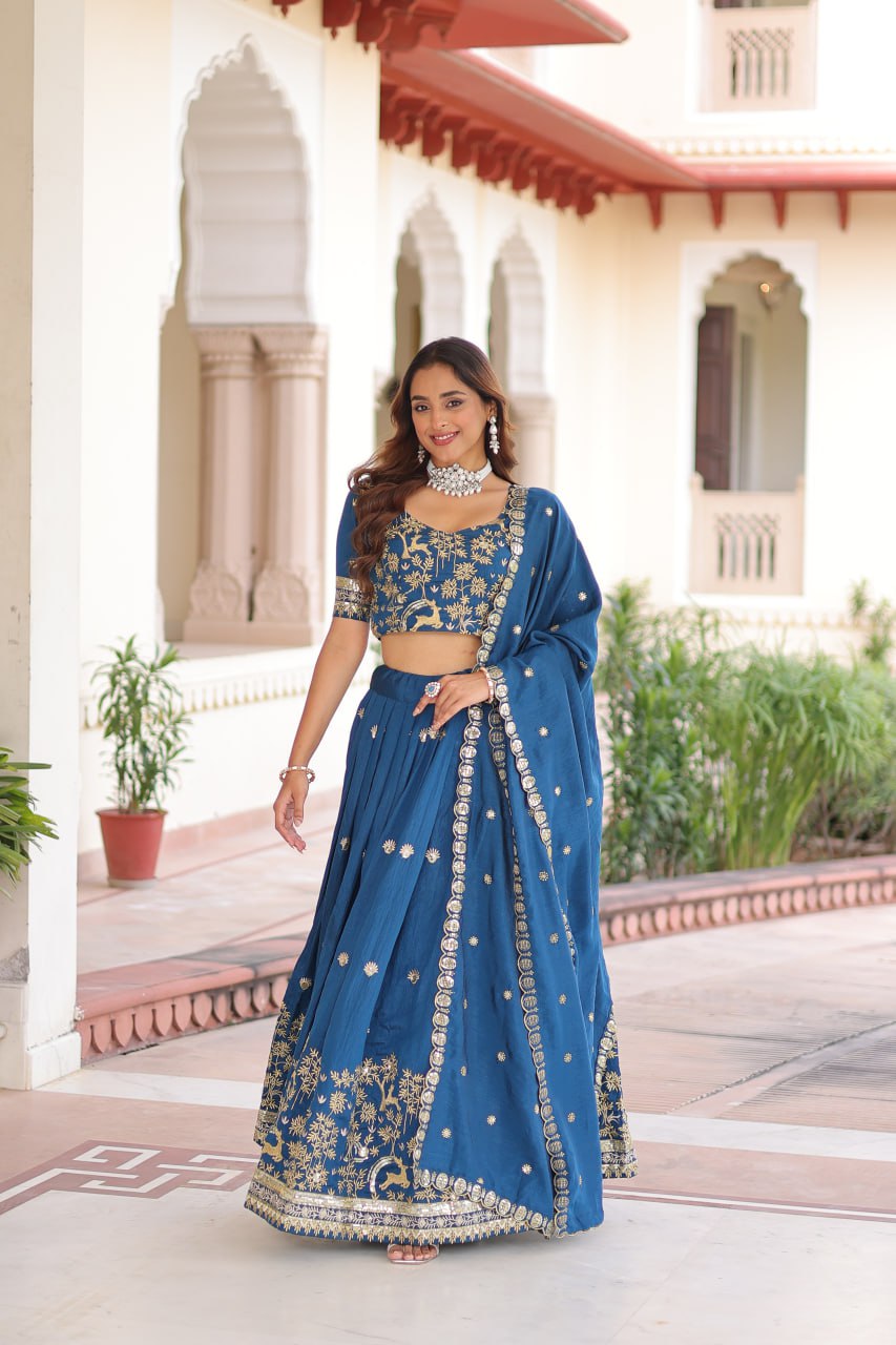Premium Vichitra Silk Lehenga Choli with Dupatta for Women – Wedding & Festive Wear Set