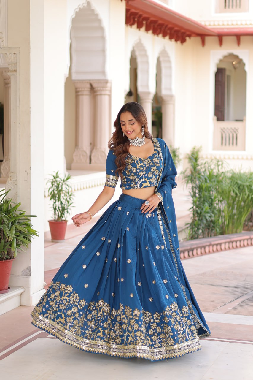Premium Vichitra Silk Lehenga Choli with Dupatta for Women – Wedding & Festive Wear Set