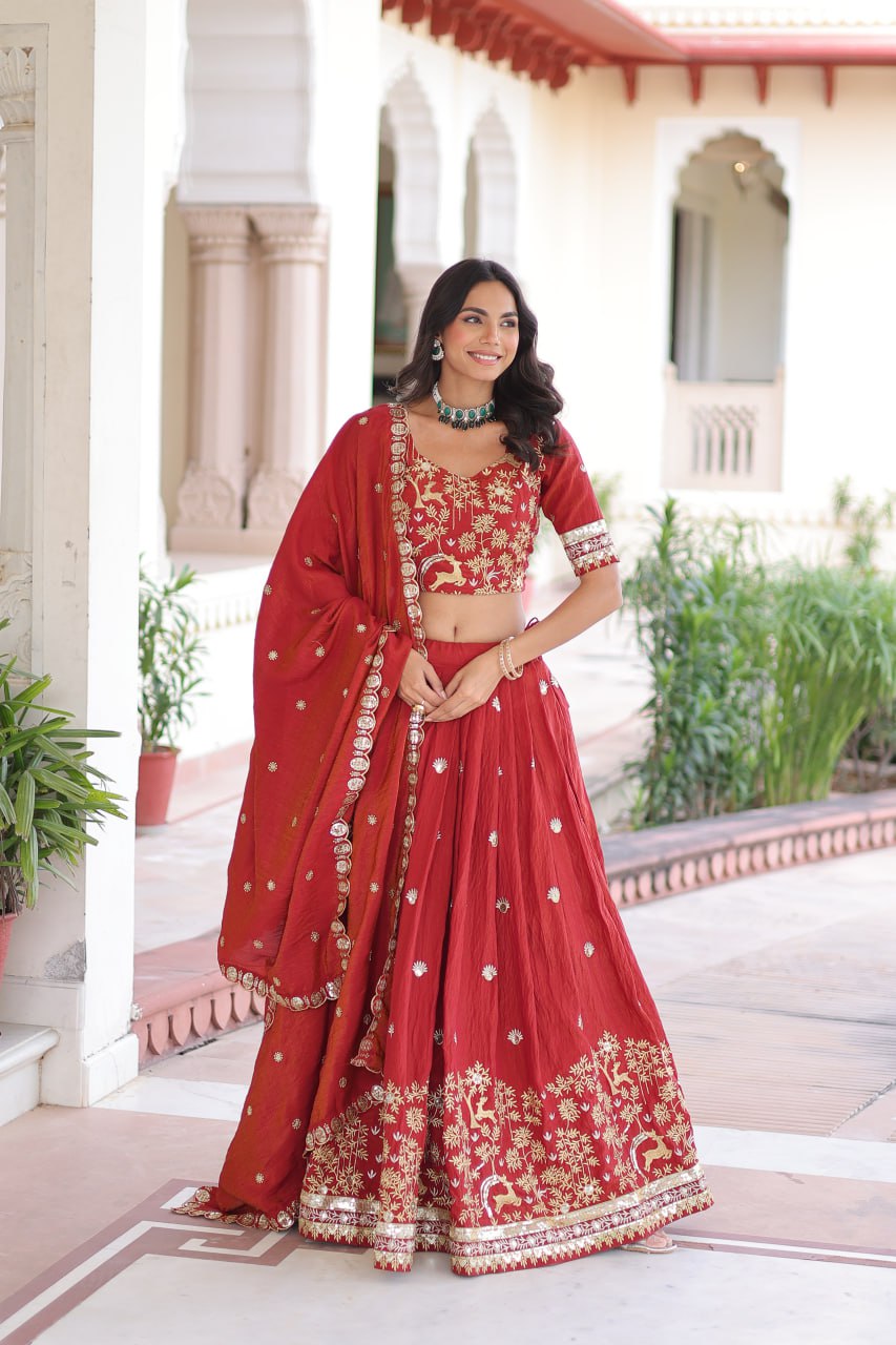 Premium Vichitra Silk Lehenga Choli with Dupatta for Women – Wedding & Festive Wear Set