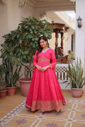 Premium Russian Silk Gown with Dupatta for Women – Party Wear Dress