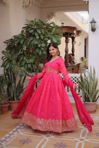 Premium Russian Silk Gown with Dupatta for Women – Party Wear Dress