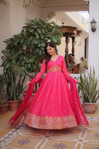 Premium Russian Silk Gown with Dupatta for Women – Party Wear Dress
