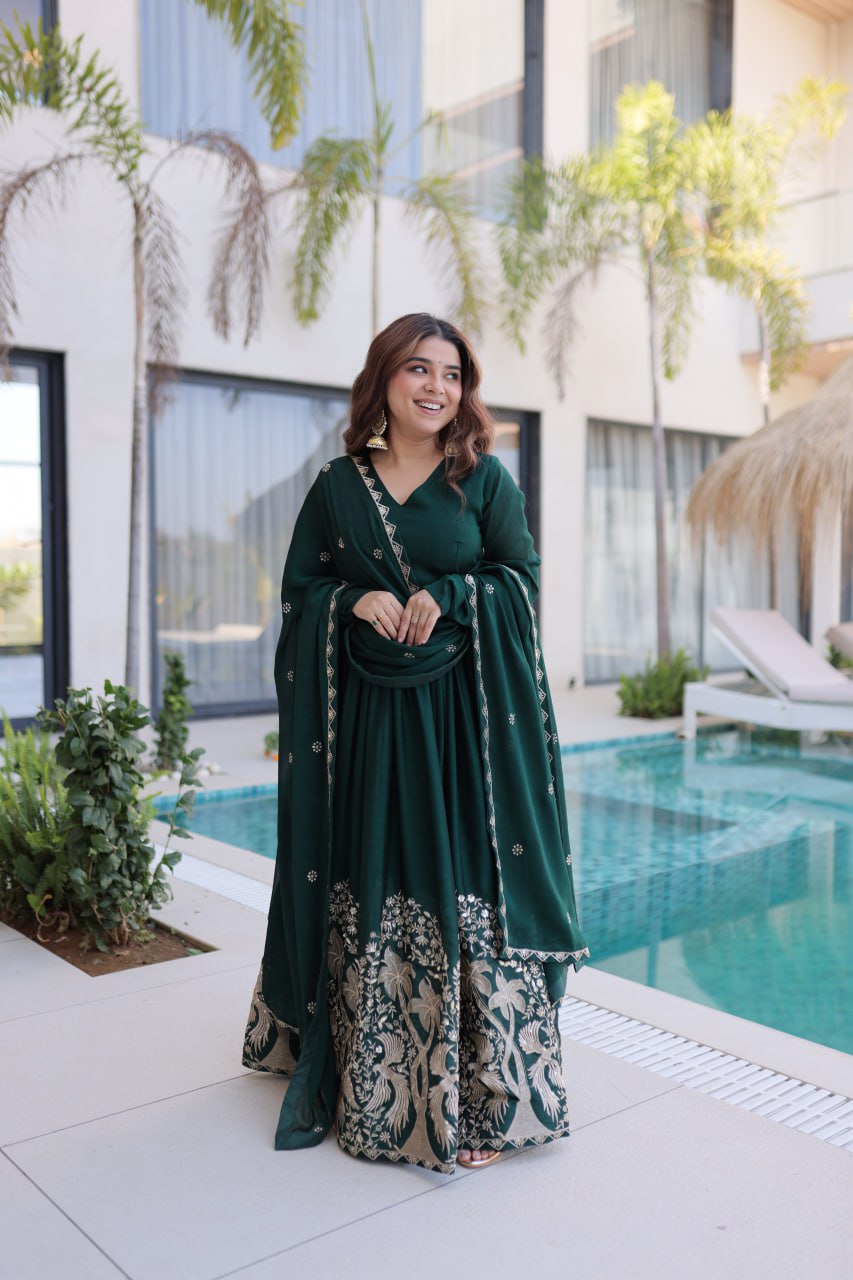 Readymade Designer Gown with Dupatta for Women - Party Wear Dress
