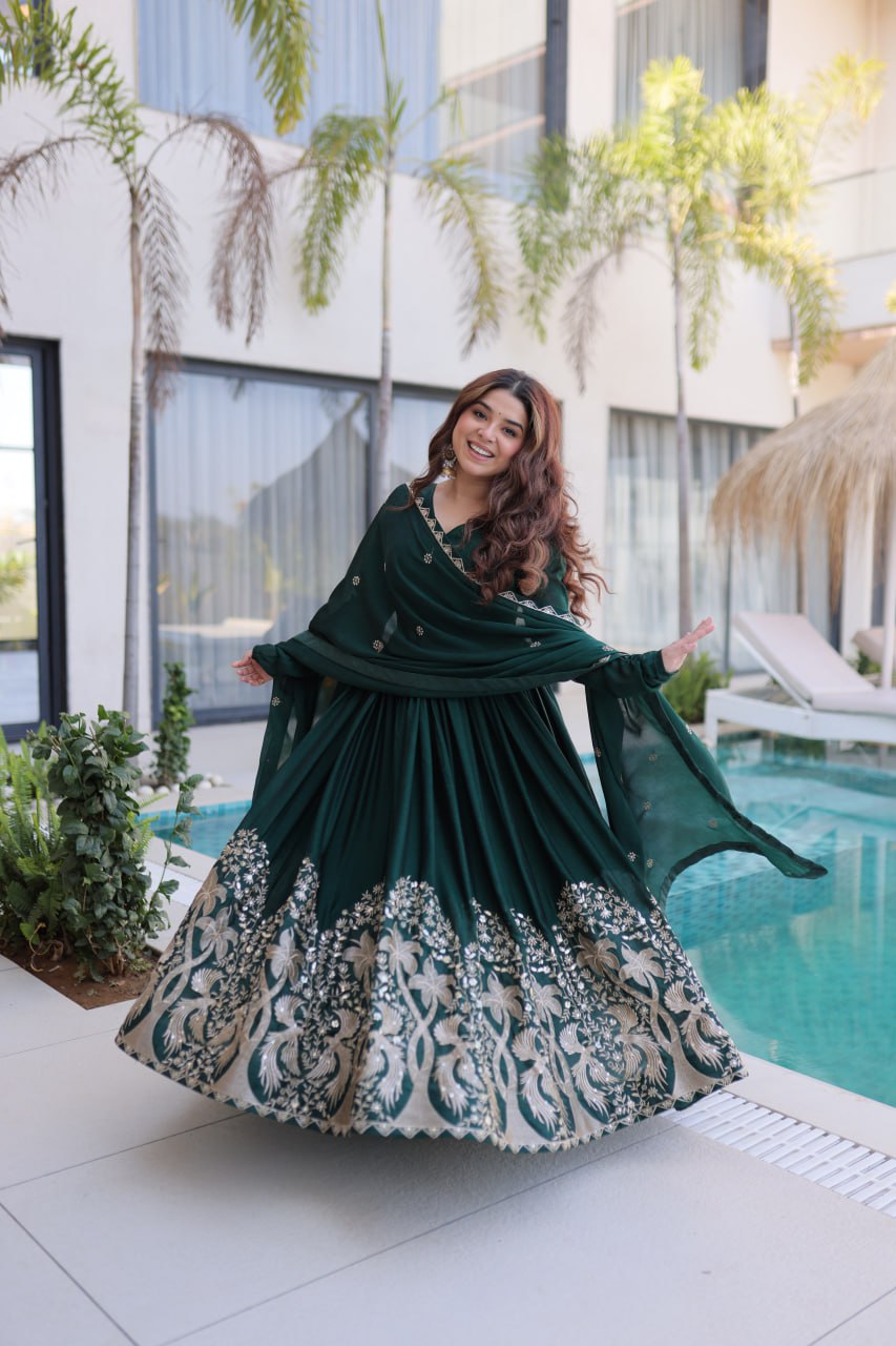 Readymade Designer Gown with Dupatta for Women - Party Wear Dress