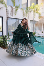 Readymade Designer Gown with Dupatta for Women - Party Wear Dress