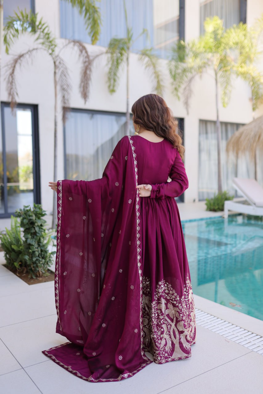 Readymade Designer Gown with Dupatta for Women - Party Wear Dress