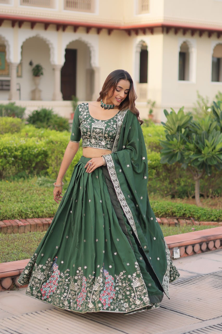 Premium Vichitra Silk Lehenga Choli Set for Women – Party Wear Outfit