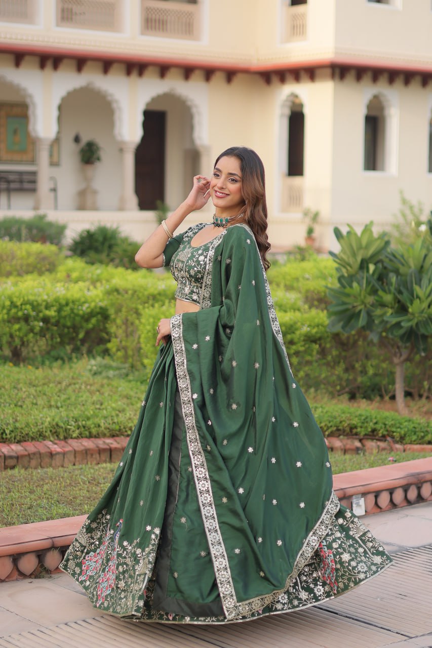 Premium Vichitra Silk Lehenga Choli Set for Women – Party Wear Outfit