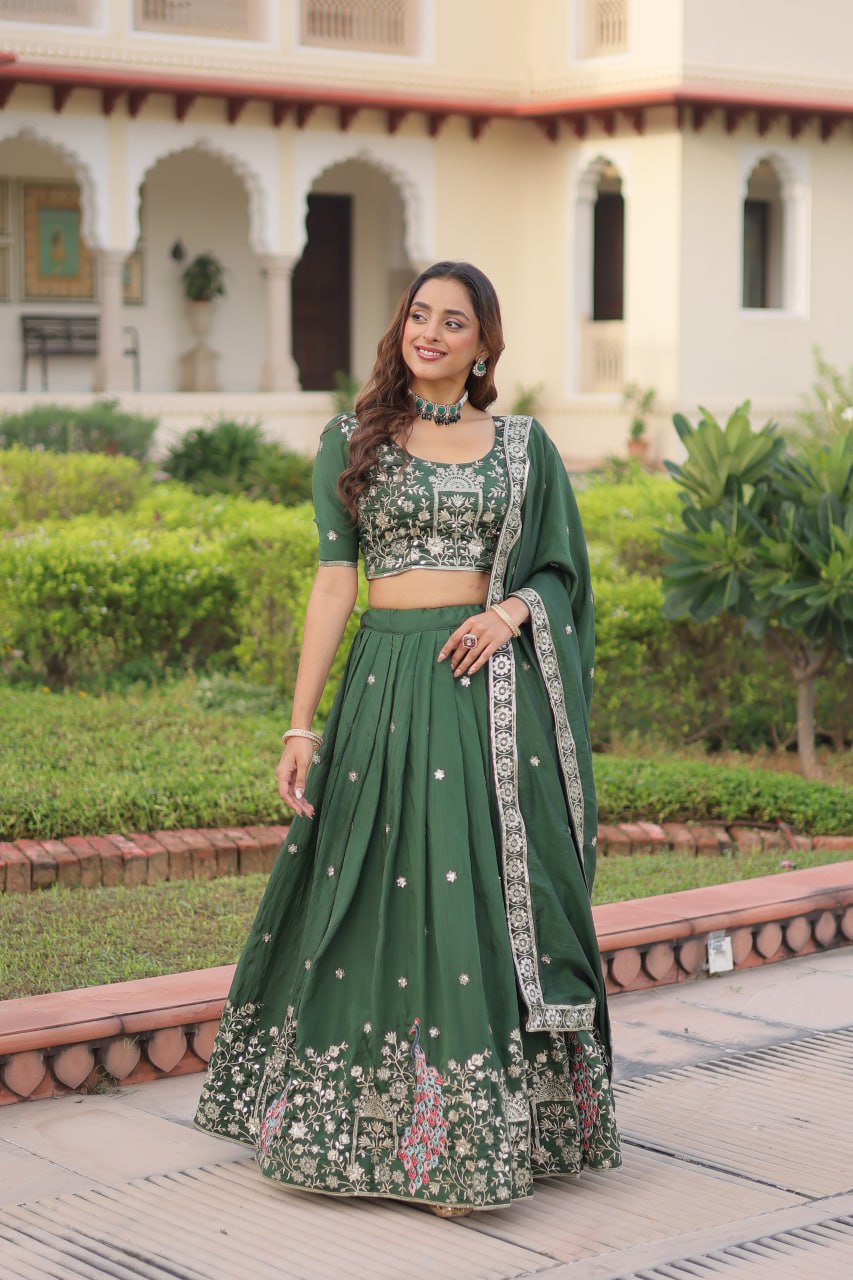 Premium Vichitra Silk Lehenga Choli Set for Women – Party Wear Outfit