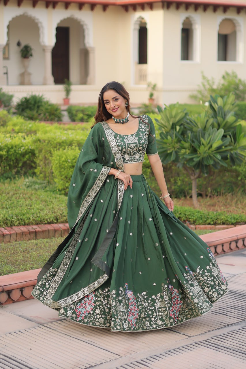 Premium Vichitra Silk Lehenga Choli Set for Women – Party Wear Outfit