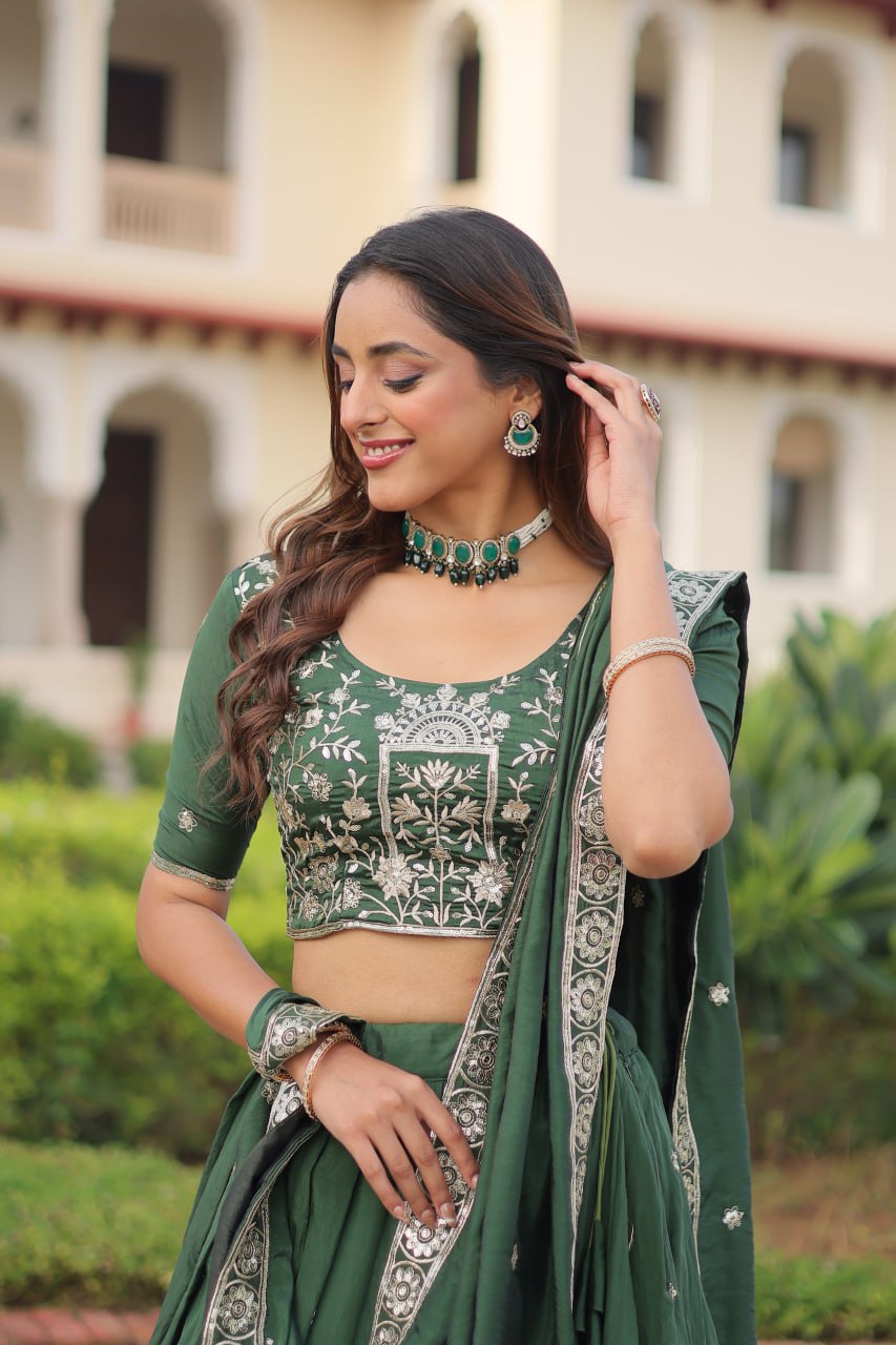 Premium Vichitra Silk Lehenga Choli Set for Women – Party Wear Outfit