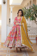Premium Alia Cut Anarkali Gown with Dupatta for Women – Embroidered Party Wear Dress