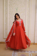Premium Mal Chanderi Gown with Dupatta for Women – Ethnic Festive Dress