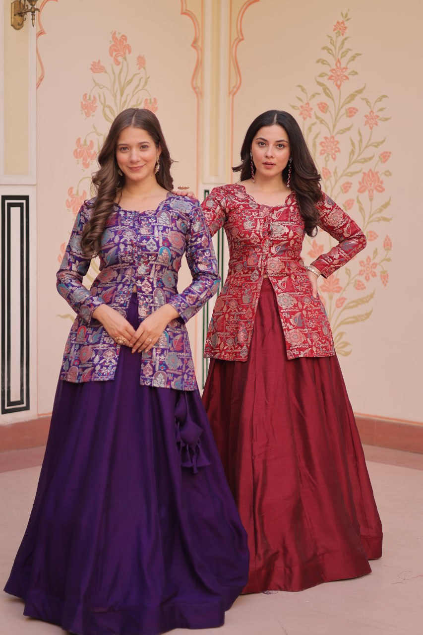 Premium Designer Lehenga Choli Set for Women – Pure Vichitra Fabric Party Wear Ethnic Outfit