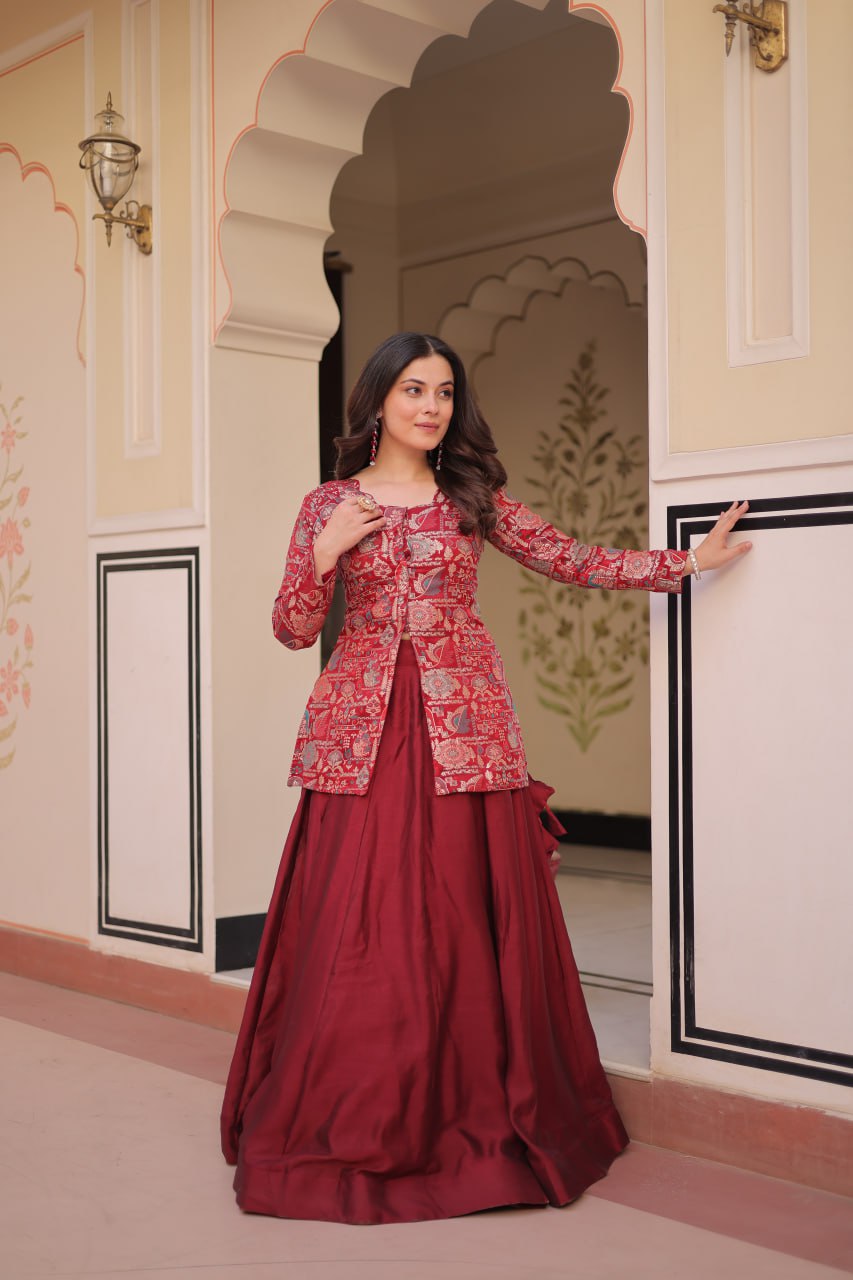 Premium Designer Lehenga Choli Set for Women – Pure Vichitra Fabric Party Wear Ethnic Outfit