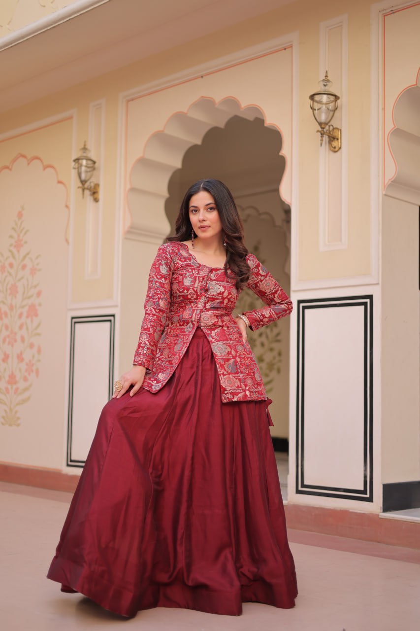 Premium Designer Lehenga Choli Set for Women – Pure Vichitra Fabric Party Wear Ethnic Outfit