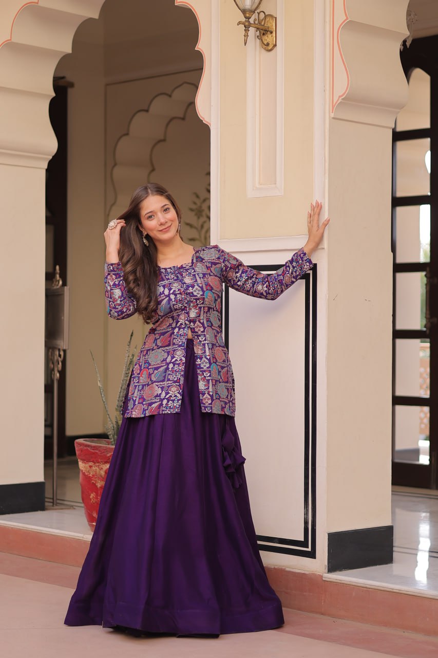 Premium Designer Lehenga Choli Set for Women – Pure Vichitra Fabric Party Wear Ethnic Outfit