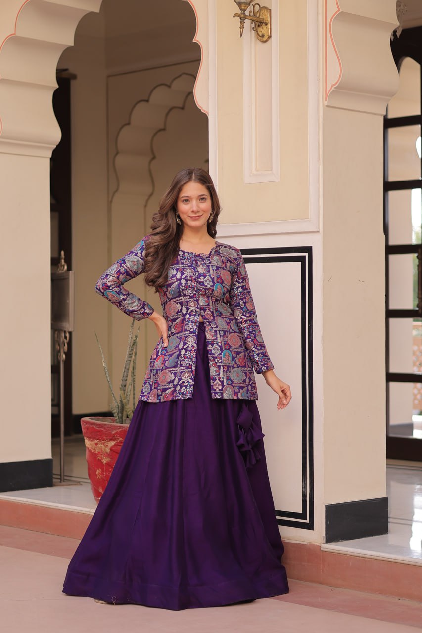 Premium Designer Lehenga Choli Set for Women – Pure Vichitra Fabric Party Wear Ethnic Outfit