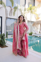 Designer Fendi Crush Top Sharara Dupatta Set for Women – Embroidered Ethnic Party Wear