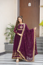 Women’s Embroidered Anarkali Gown with Dupatta | Party Wear Ethnic Dress for Women