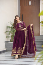 Women’s Embroidered Anarkali Gown with Dupatta | Party Wear Ethnic Dress for Women