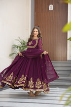 Women’s Embroidered Anarkali Gown with Dupatta | Party Wear Ethnic Dress for Women