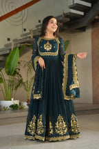 Women’s Embroidered Anarkali Gown with Dupatta | Party Wear Ethnic Dress for Women