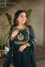 Women’s Embroidered Anarkali Gown with Dupatta | Party Wear Ethnic Dress for Women