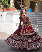 Premium Heavy Flair Muslin Cotton Lehenga Choli with Mirror Work
