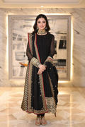 Black Celebrity Style Embroidered Anarkali Set