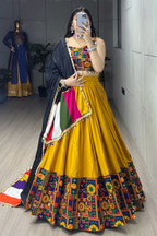 Navratri Lehenga Choli Set with Gamthi Mirror Work And Colorful Dupatta