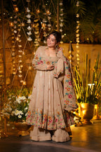 Premium Embroidered Anarkali Suit Set with Plazo And Dupatta