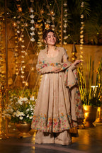 Premium Embroidered Anarkali Suit Set with Plazo And Dupatta
