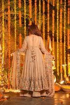 Royal Embroidered Anarkali Suit Set with Sharara & Dupatta